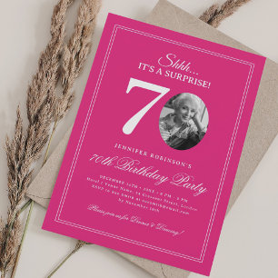 Hot Pink Elegant Surprise 70th Birthday Party Invitation