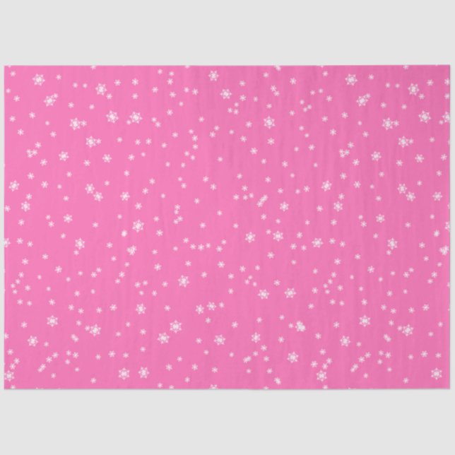 Hot Pink Elegant Winter Snowflakes Tissue Paper (Front)