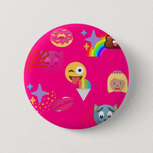 hot pink emoji 6 cm round badge