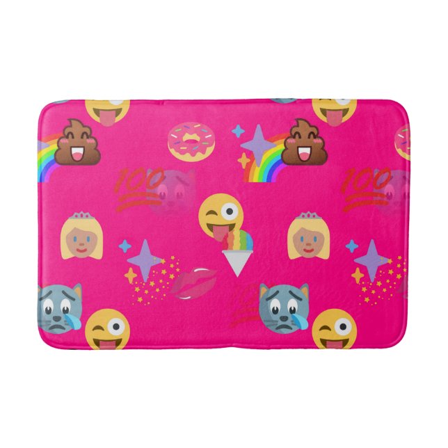 hot pink emoji bathroom bathmat bath mat (Front)