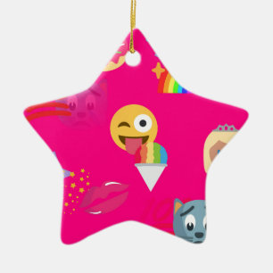 hot pink emoji ceramic tree decoration