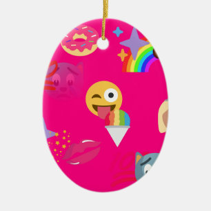 hot pink emoji ceramic tree decoration