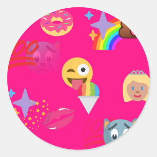 hot pink emoji classic round sticker