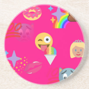 hot pink emoji coaster