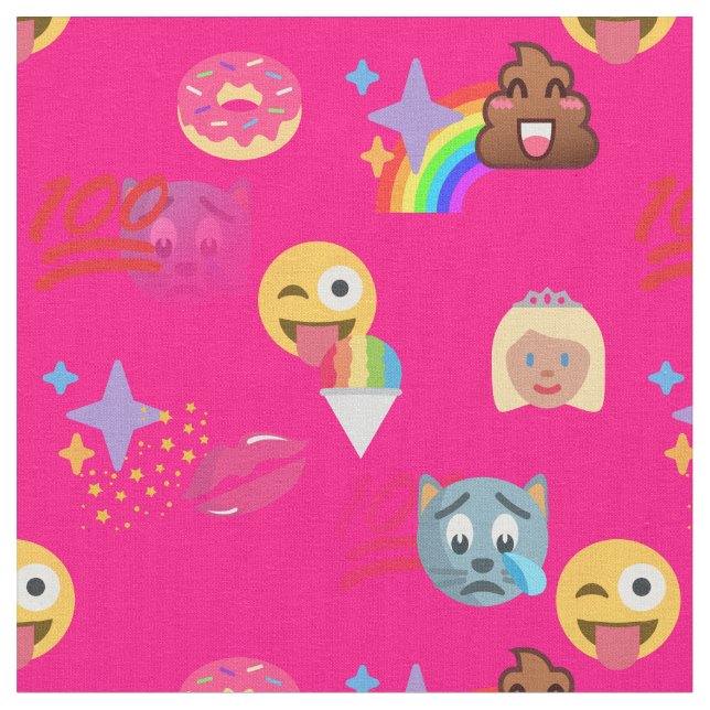 hot pink emoji fabric (Close Up)
