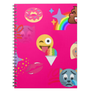 hot pink emoji notebook