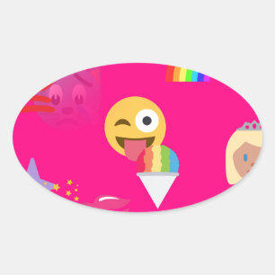 hot pink emoji oval sticker