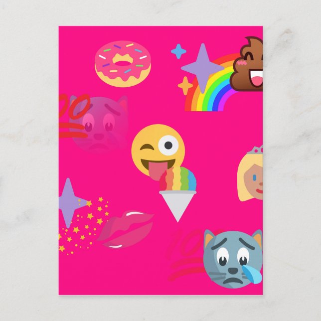 hot pink emoji postcard (Front)