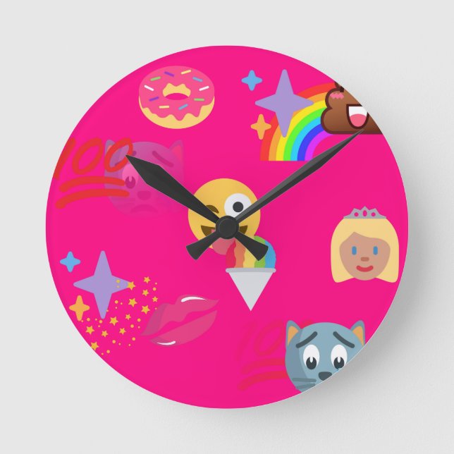 hot pink emoji round clock (Front)