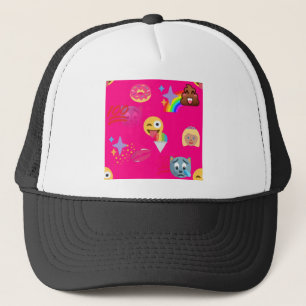 hot pink emoji trucker hat