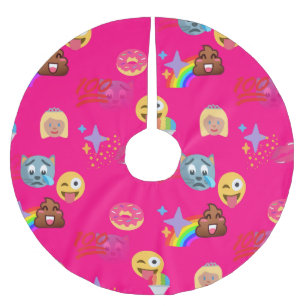 hot pink emoji xmas christmas tree skirt