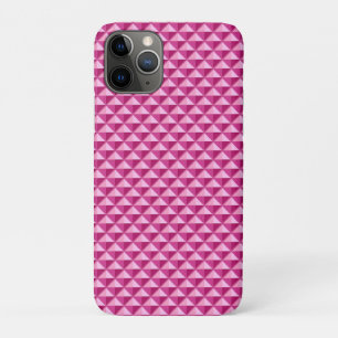 Hot pink, enamel look, studded grid iPhone 11 pro case