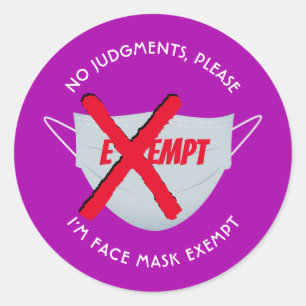 Hot Pink   FACE MASK EXEMPT Classic Round Sticker
