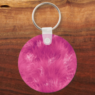 Hot Pink Faux Fur Key Ring