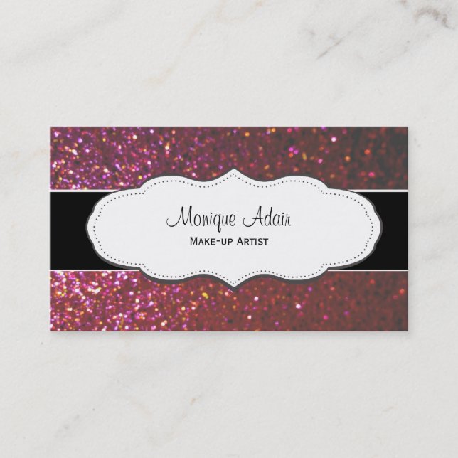 Hot Pink Faux Glitter Business Cards (Front)