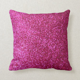 Hot Pink Faux Glitter Cushion