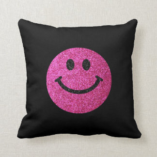 Hot pink faux glitter face cushion
