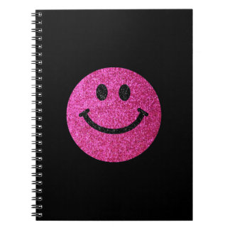 Hot pink faux glitter face notebook