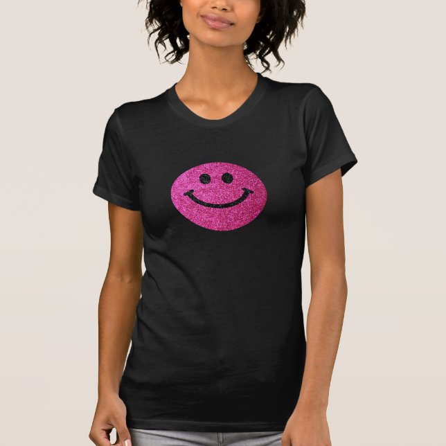 Hot pink faux glitter face T-Shirt (Front)