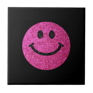 Hot pink faux glitter face tile