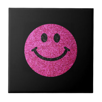 Hot pink faux glitter face tile