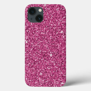Hot Pink Faux Glitter Modern Chic iPhone 13 Case