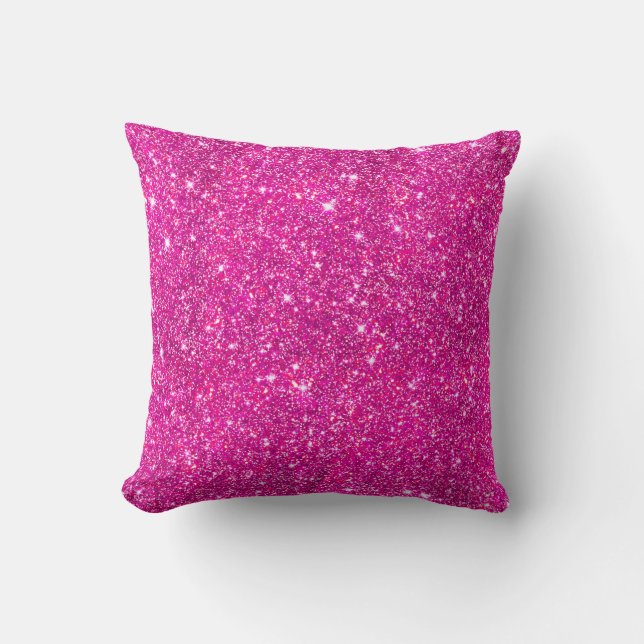 Hot Pink Faux Glitter Sparkle Pattern Cushion (Front)