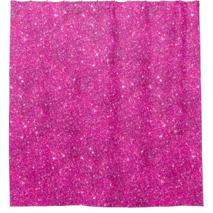 Hot Pink Faux Glitter Sparkle Pattern Girly Shower Curtain