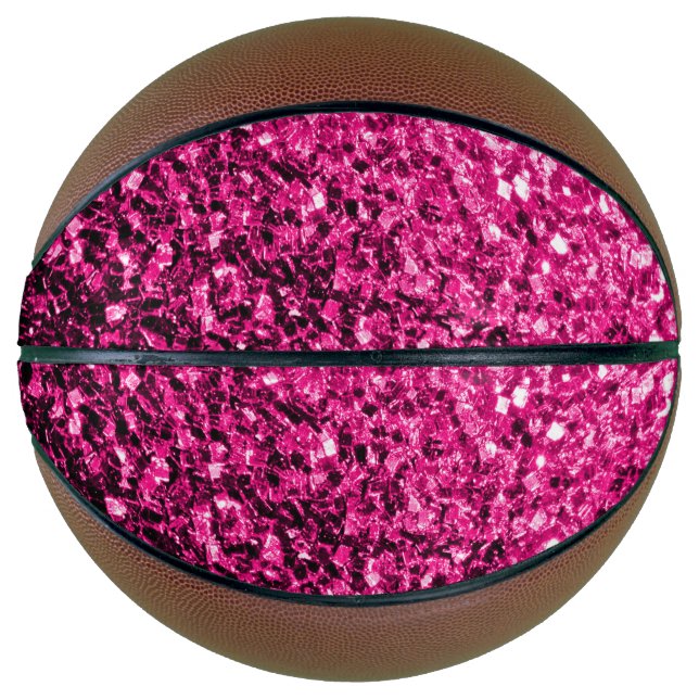 Hot pink faux glitter sparkles bling basketball (Front)