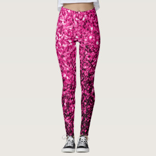 Hot pink faux glitter sparkles leggings