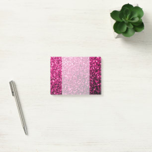 Hot pink faux glitter sparkles post-it notes