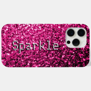 Hot pink faux glitters sparkles Your text iPhone 15 Pro Max Case