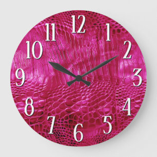 Hot Pink Faux Leather Large Clock