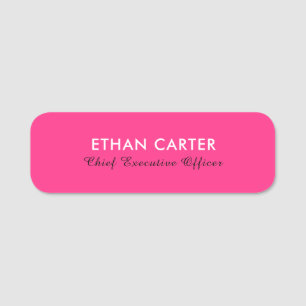 Hot Pink Feminine Minimal Modern Stylish Design Name Tag