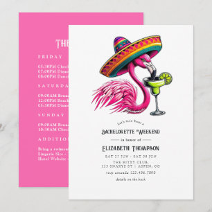 Hot-Pink Fiesta Flamingo Bachelorette Weekend Invitation