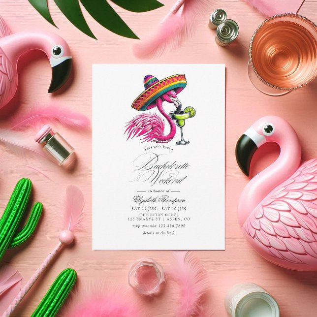 Hot-Pink Fiesta Flamingo Bachelorette Weekend Invitation (Hot-Pink Fiesta Flamingo Bachelorette Weekend Invitation)