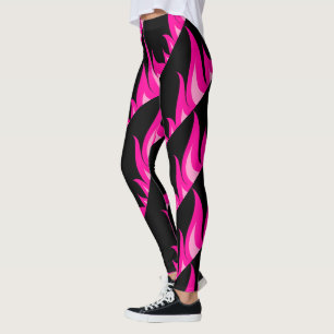 Hot pink fire flames workout fitness gym leggings