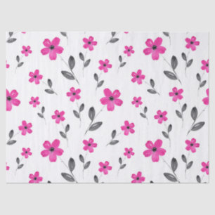 Hot Pink Five Petal Watercolor Flower Pattern Tissue Paper