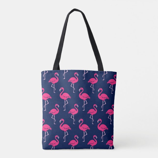 Hot Pink Flamingo Pattern Tote Bag (Back)