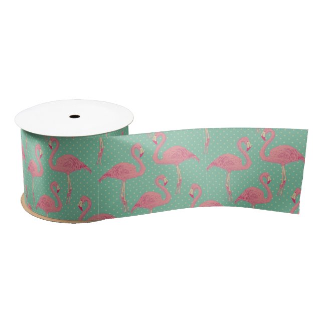 Hot pink,flamingo,polka dot,teal,peach,hipster,fun satin ribbon (Spool)