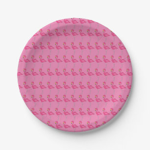 Hot Pink Flamingo Tropical Island Bird Flamingos Paper Plate
