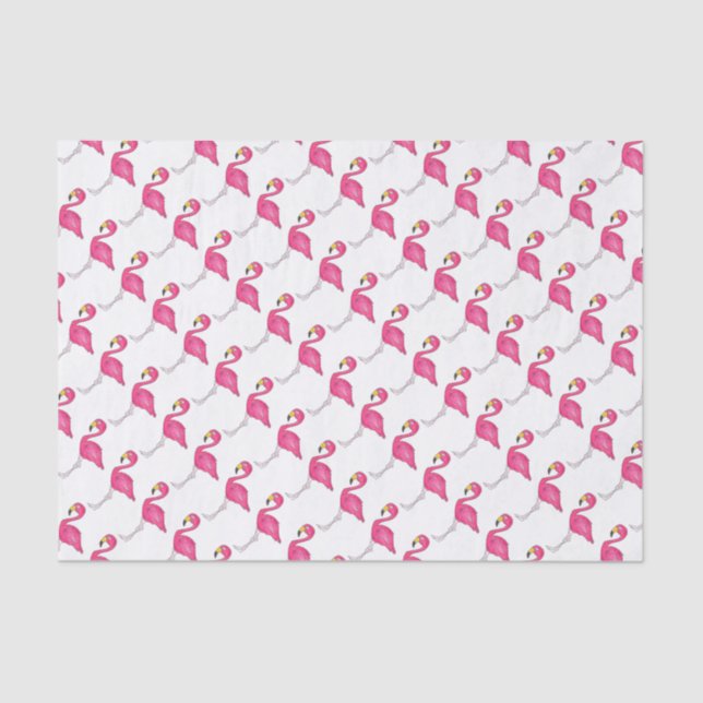 Hot Pink Flamingo Tropical Island Bird Print Tissue Paper (Front)