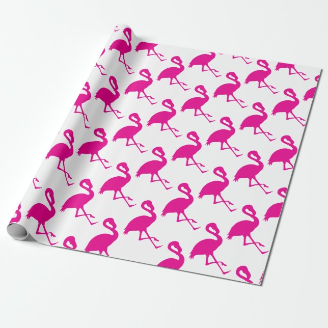 Hot Pink Flamingo Wrapping Paper (Unrolled)