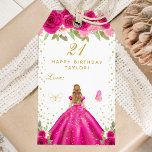 Hot Pink Floral Blonde Hair Girl Happy Birthday Gift Tags<br><div class="desc">This elegant and glamourous happy birthday gift tag can be personalised with a name. The design features a beautiful princess with blonde hair and fair skin in a hot pink ball gown. The text combines handwritten script and modern sans serif fonts for a classy and sophisticated look. The floral arrangements,...</div>