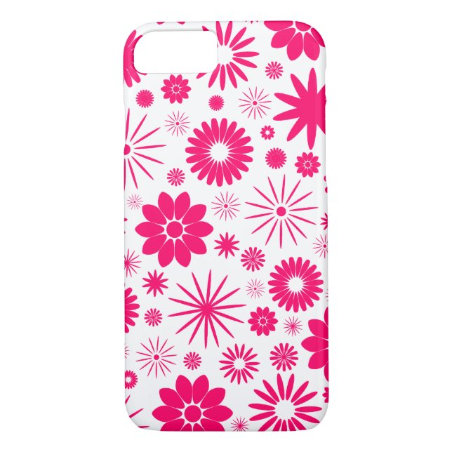 Hot Pink Floral Pattern Design Case-Mate iPhone Case (Back)