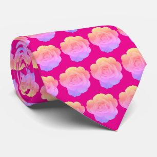 Hot Pink Floral Rose Patterns Abstract Gift Favour Tie