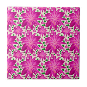 Hot pink floral seamless pattern ceramic tile