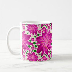 Hot pink floral seamless pattern  coffee mug