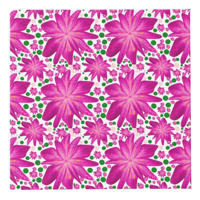 Hot pink floral seamless pattern  cube (Left)