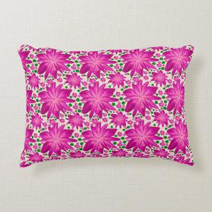 Hot Pink Floral Seamless Pattern  Decorative Cushion